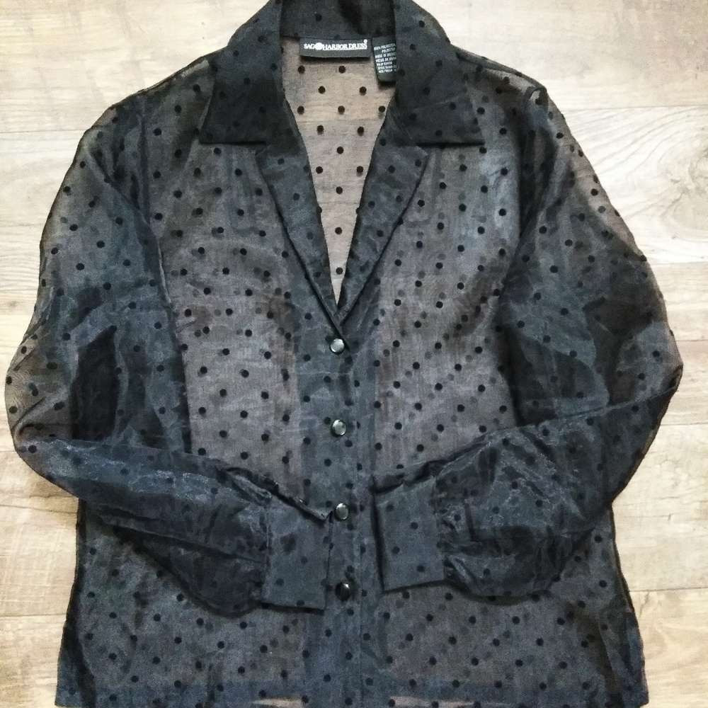 See Me Through 90's Sheer polka dot blouse